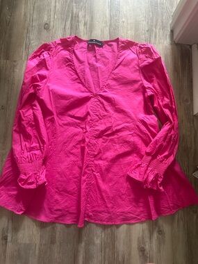 Market & Spruce Fuchsia V-Neck Long Sleeve Blouse
